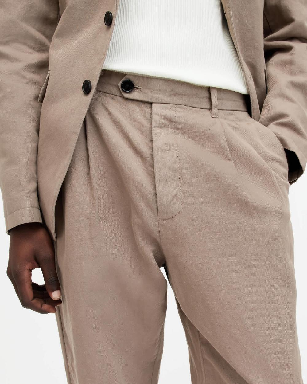 All Saints Sainte Wide Tapered Leg Pants Chestnut Brown