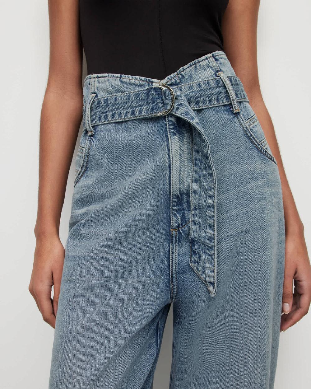 All Saints Sammy High-Rise Paperbag Jeans Mid Indigo Blue