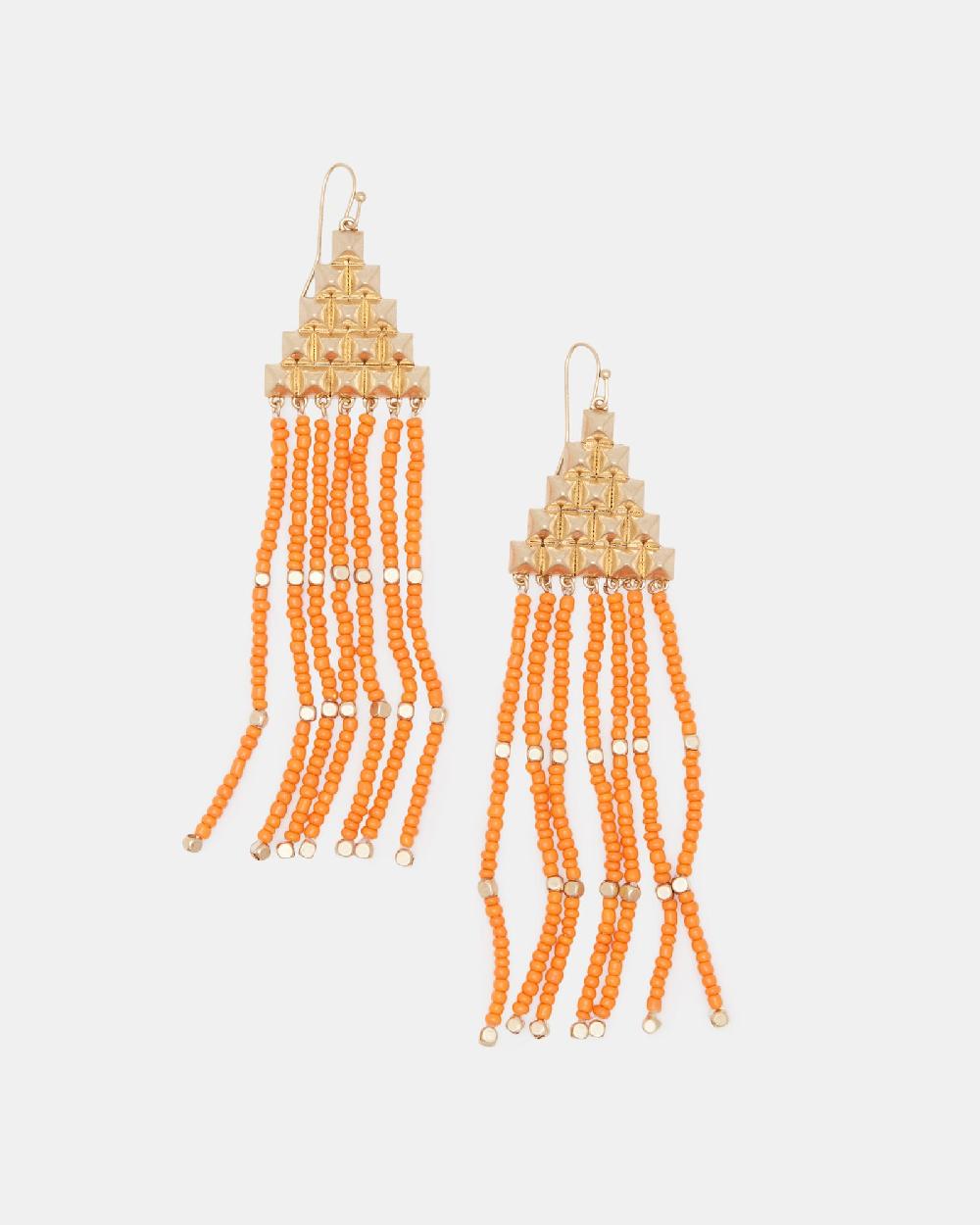 All Saints Sarai Stud Bead Earrings WARM BRASS/ORANGE