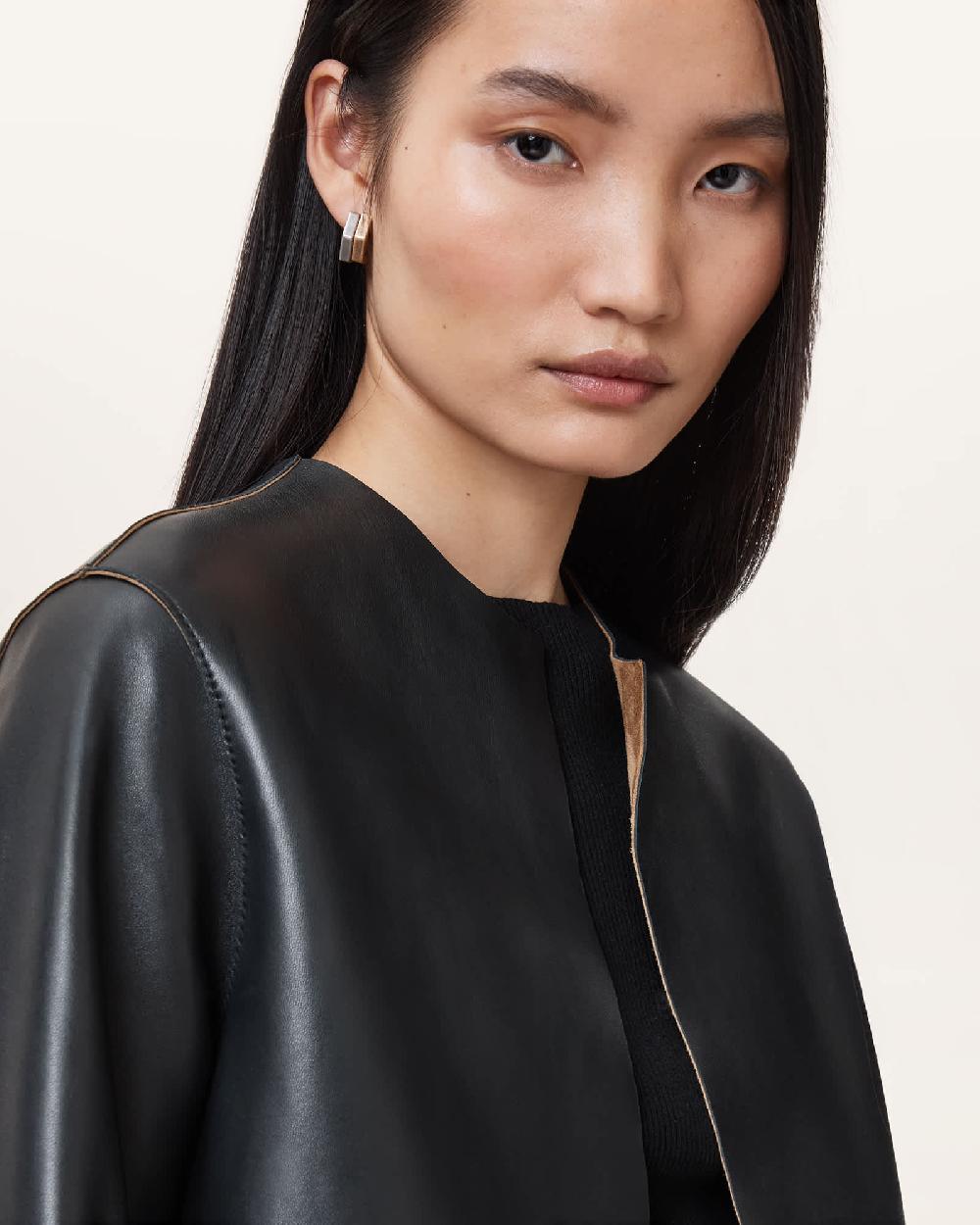 All Saints Selby 2-In-1 Reversible Suede Mac Coat Brown/Black