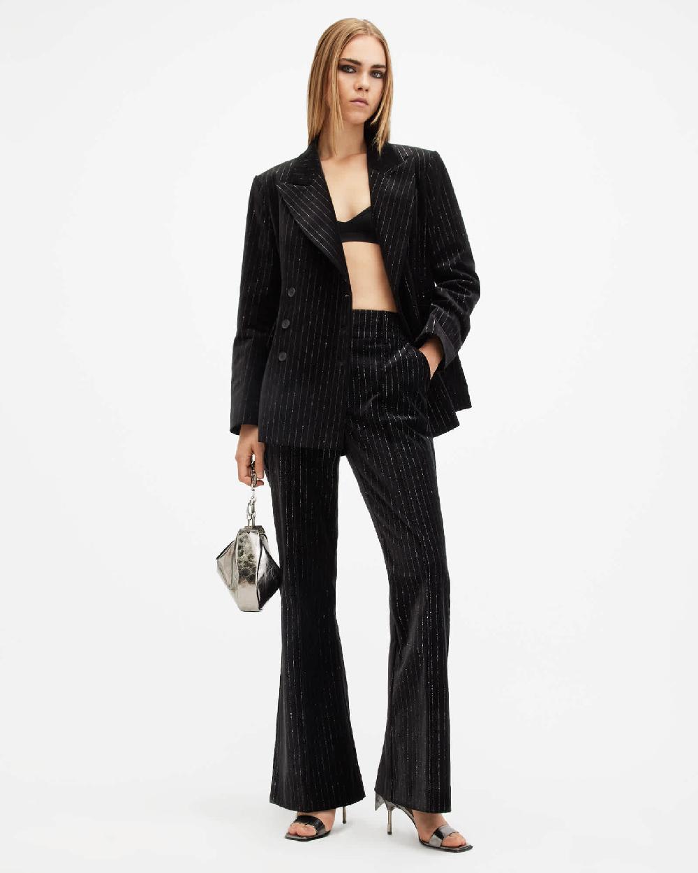 All Saints Sevenh High-Rise Slim Flared Pants Black