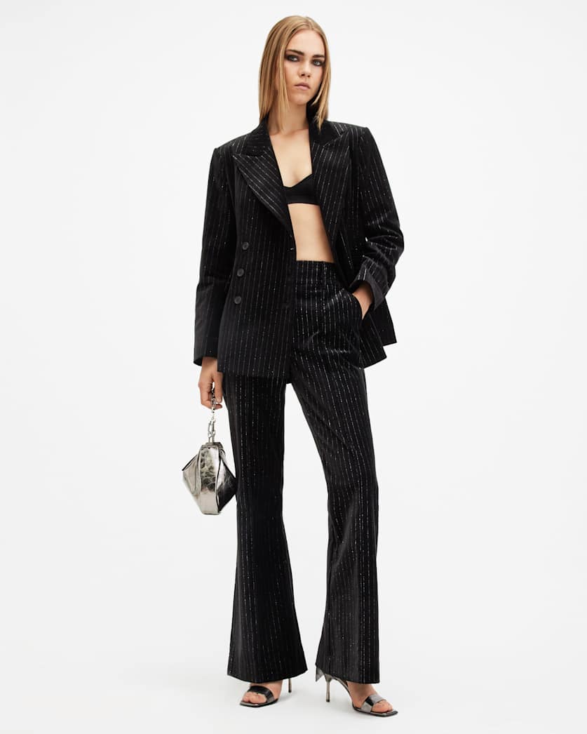 all saints Sevenh High-Rise Slim Flared Pants Black