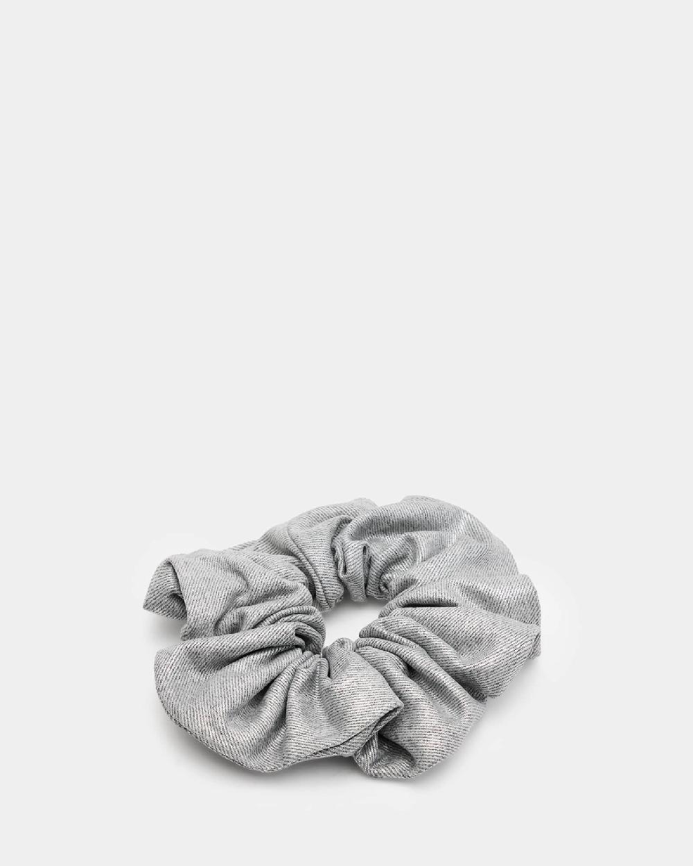 All Saints Silver Oversized Scrunchie Metallic Silver