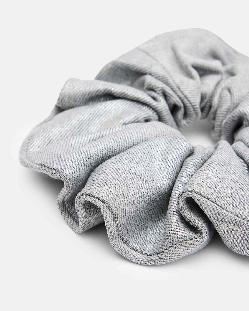 All Saints Silver Oversized Scrunchie Metallic Silver