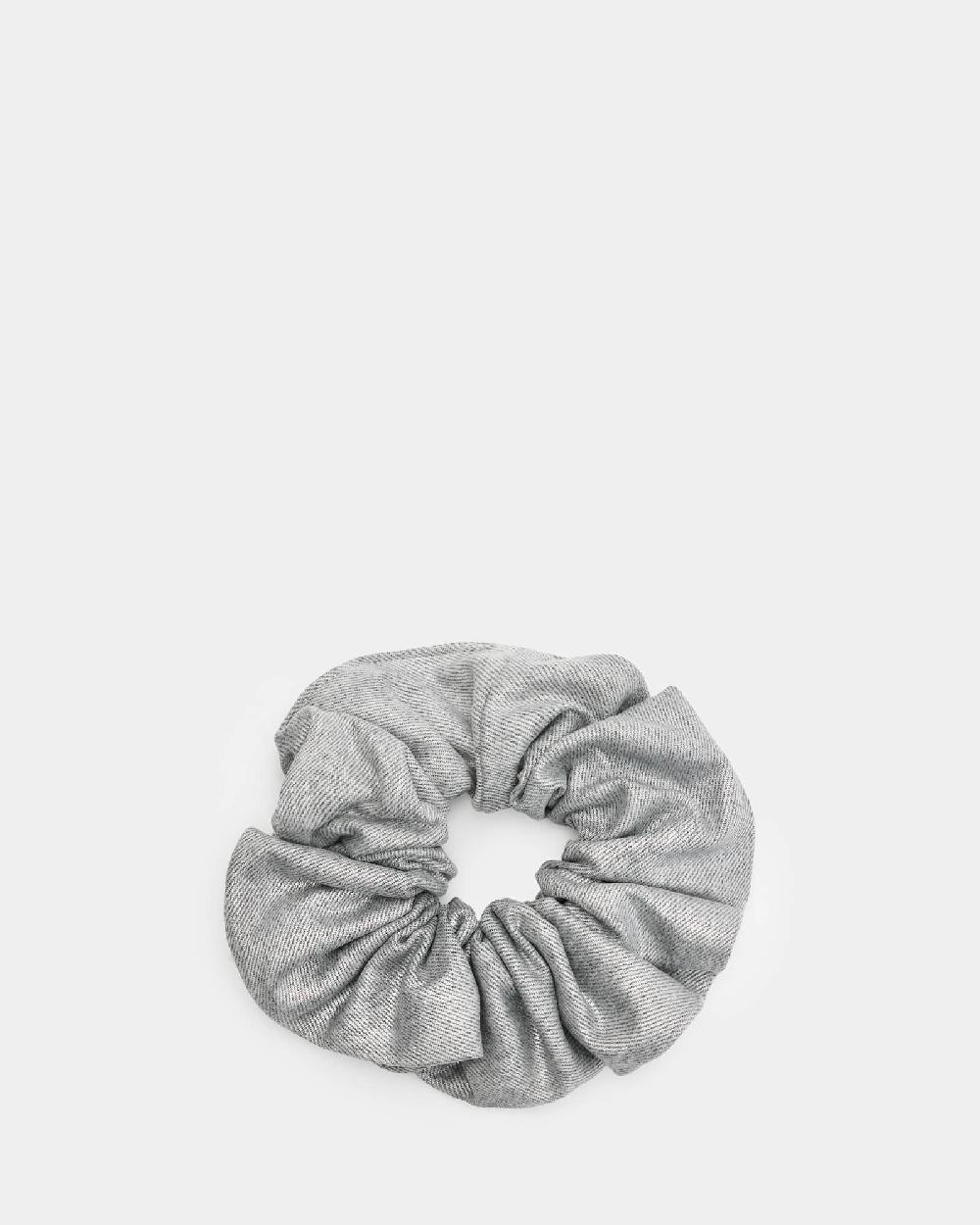 All Saints Silver Oversized Scrunchie Metallic Silver