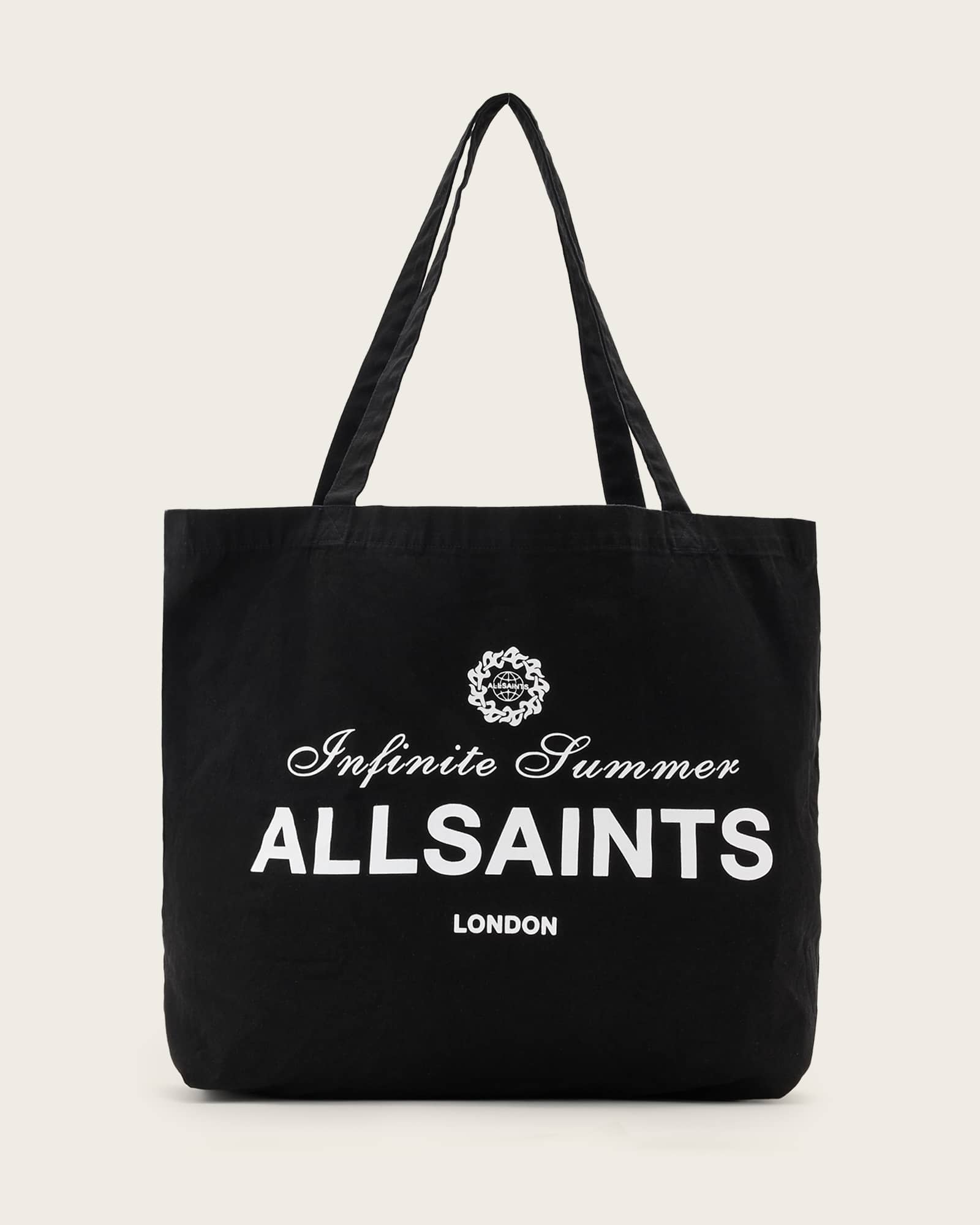 All Saints Soleil Orlando Logo Printed Tote Bag Washed Black