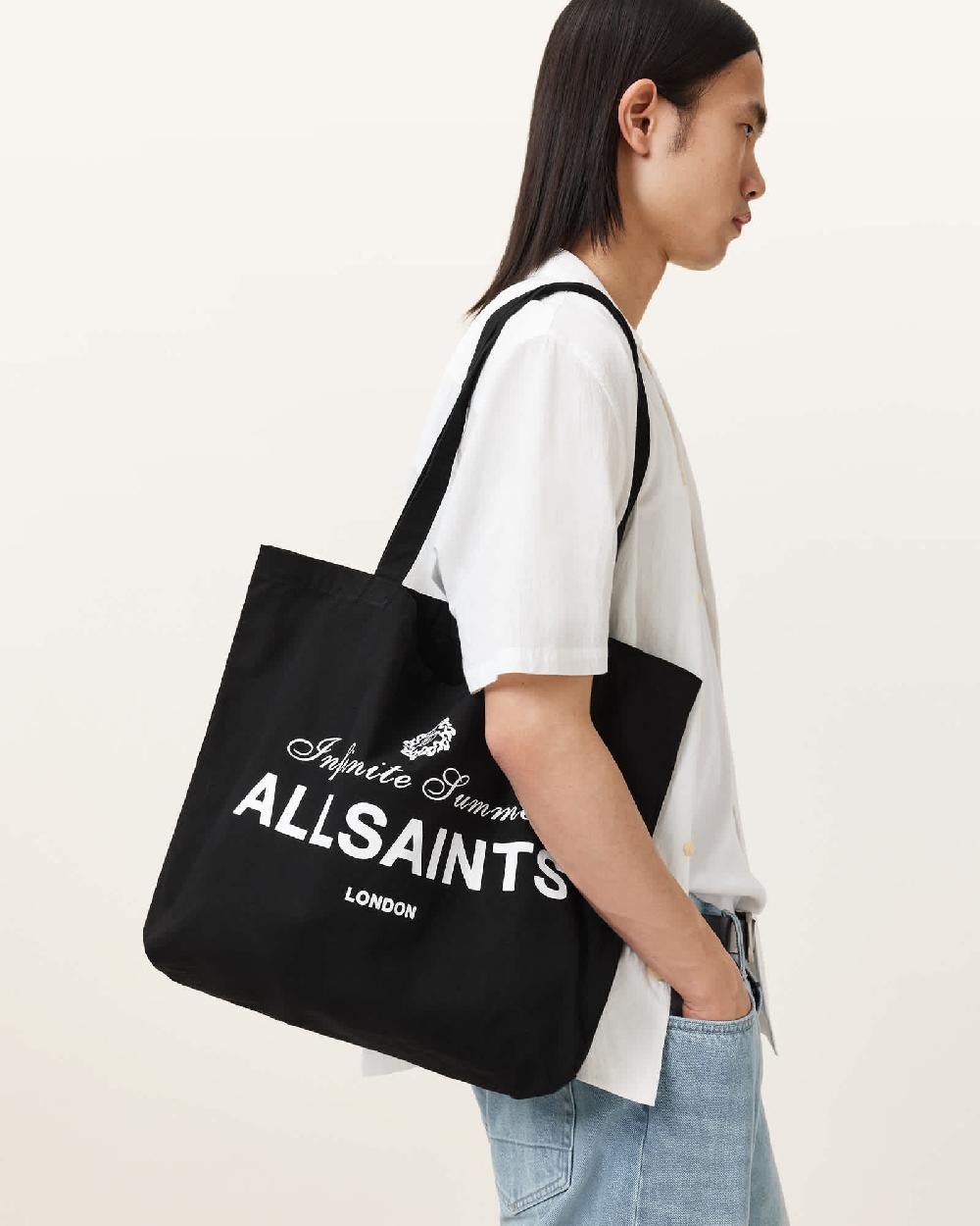 All Saints Soleil Orlando Logo Printed Tote Bag Washed Black