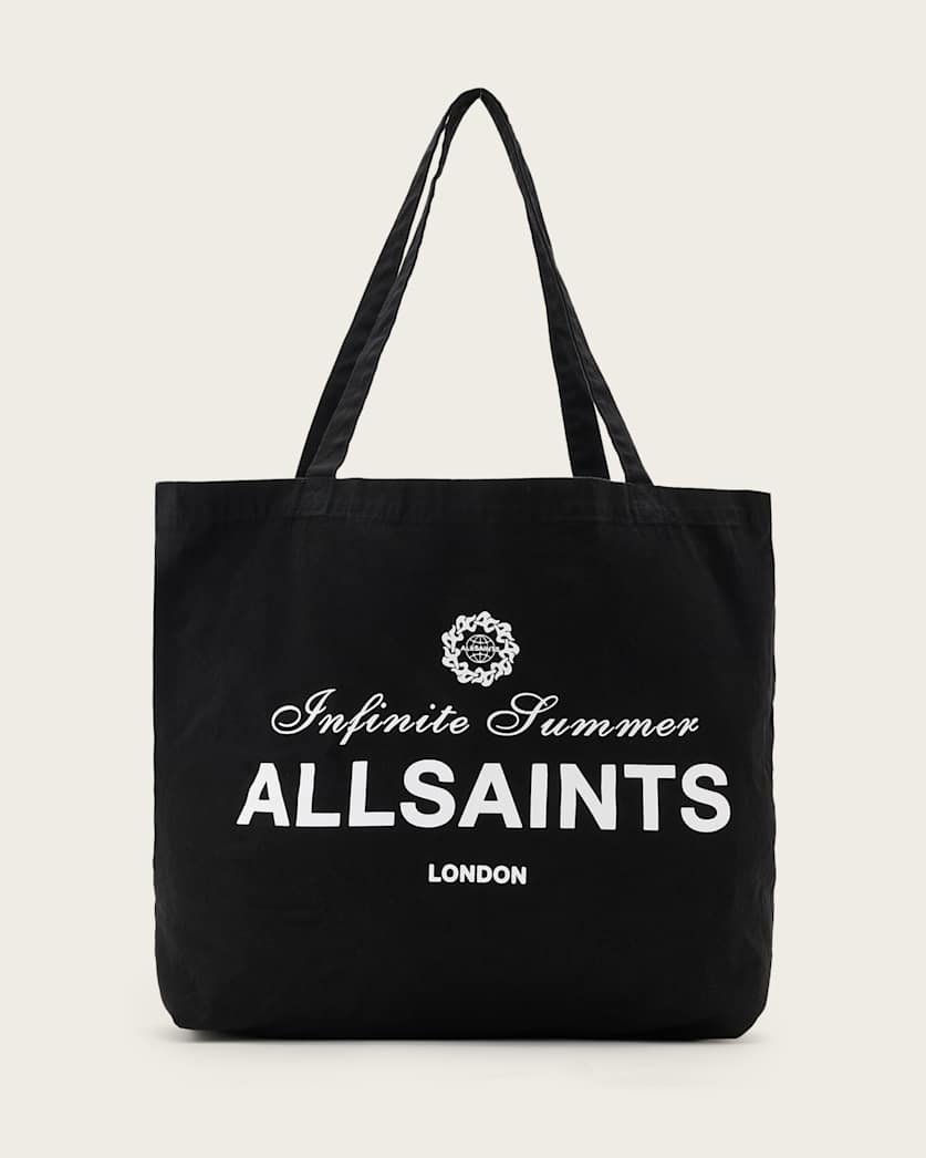 all saints Soleil Orlando Logo Printed Tote Bag Washed Black