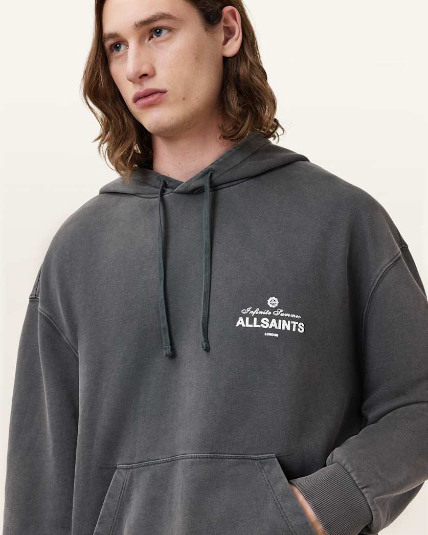 all saints Soleil Oversized Pullover Hoodie Washed Black