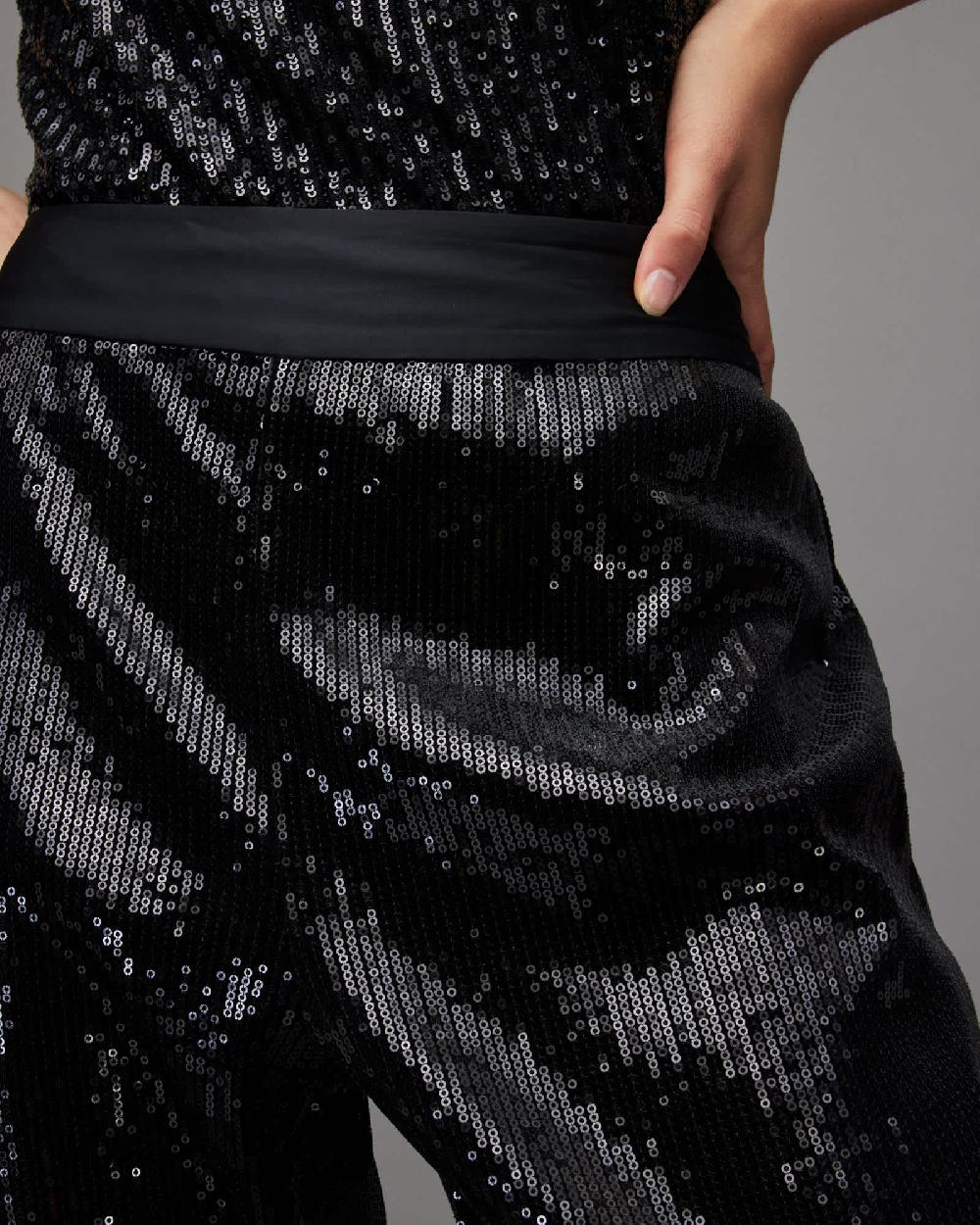 All Saints Soraya High-Rise Relaxed Sequin Pants Black