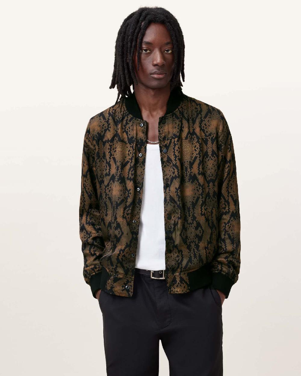 All Saints Soundview Reversible Bomber Jacket BLACK/OAK BROWN