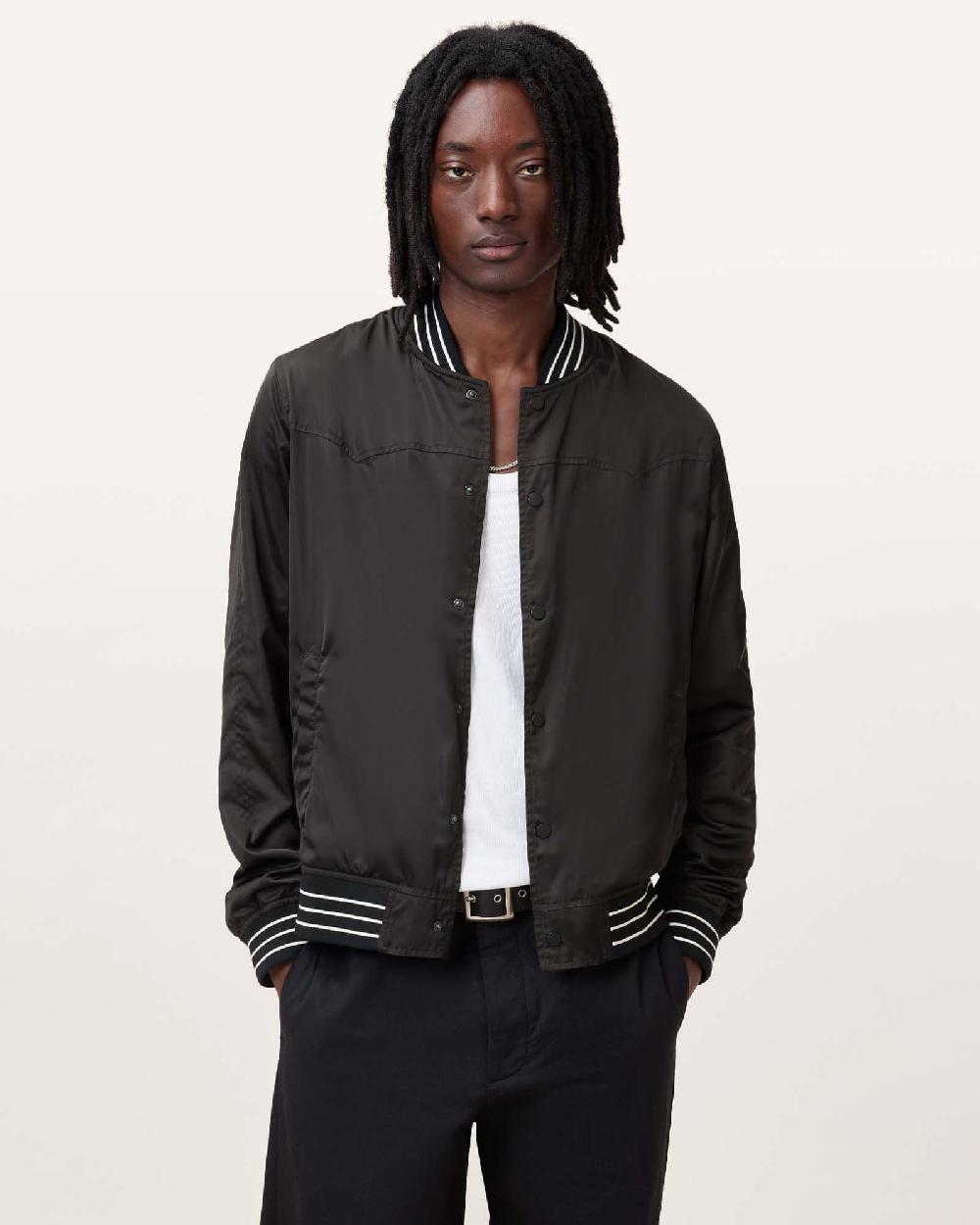 All Saints Soundview Reversible Bomber Jacket BLACK/OAK BROWN