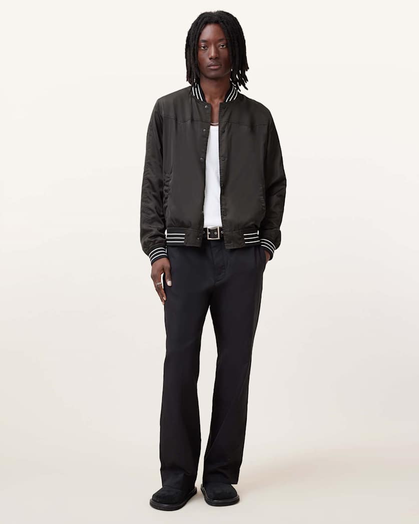 all saints Soundview Reversible Bomber Jacket BLACK/OAK BROWN