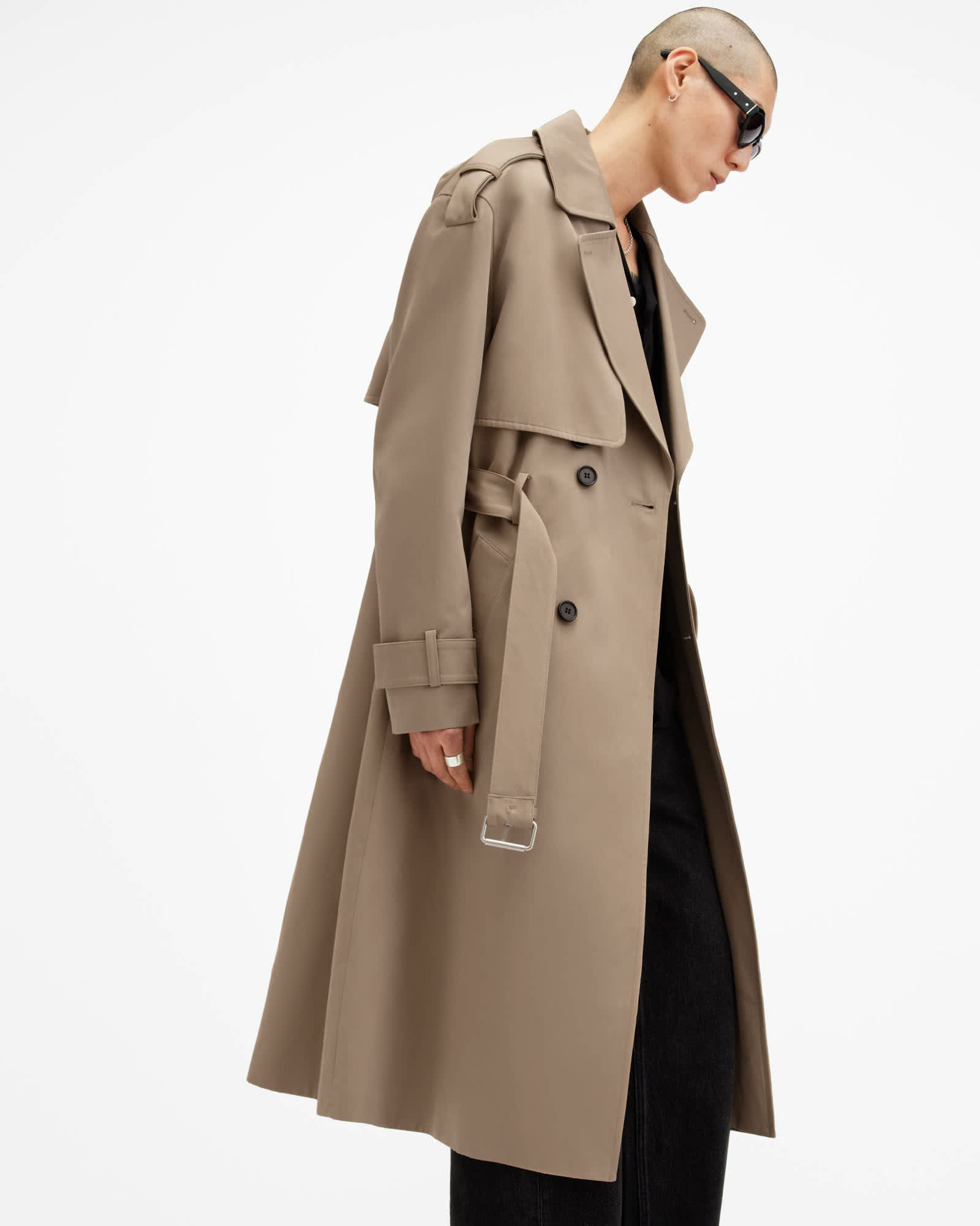 All Saints Spencer Oversized Trench Coat SANDY BROWN