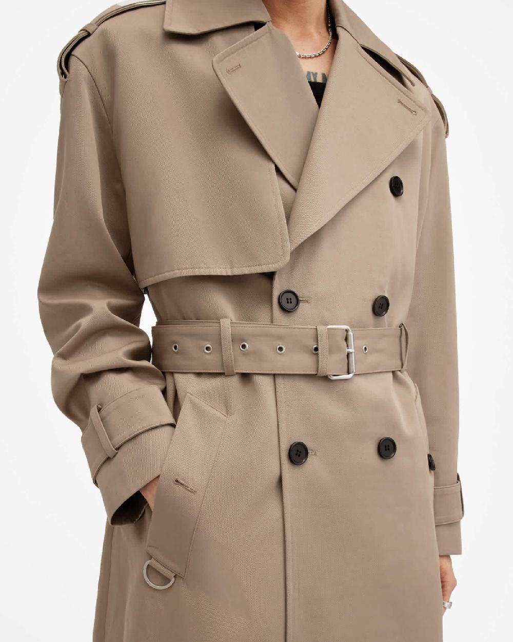 All Saints Spencer Oversized Trench Coat SANDY BROWN