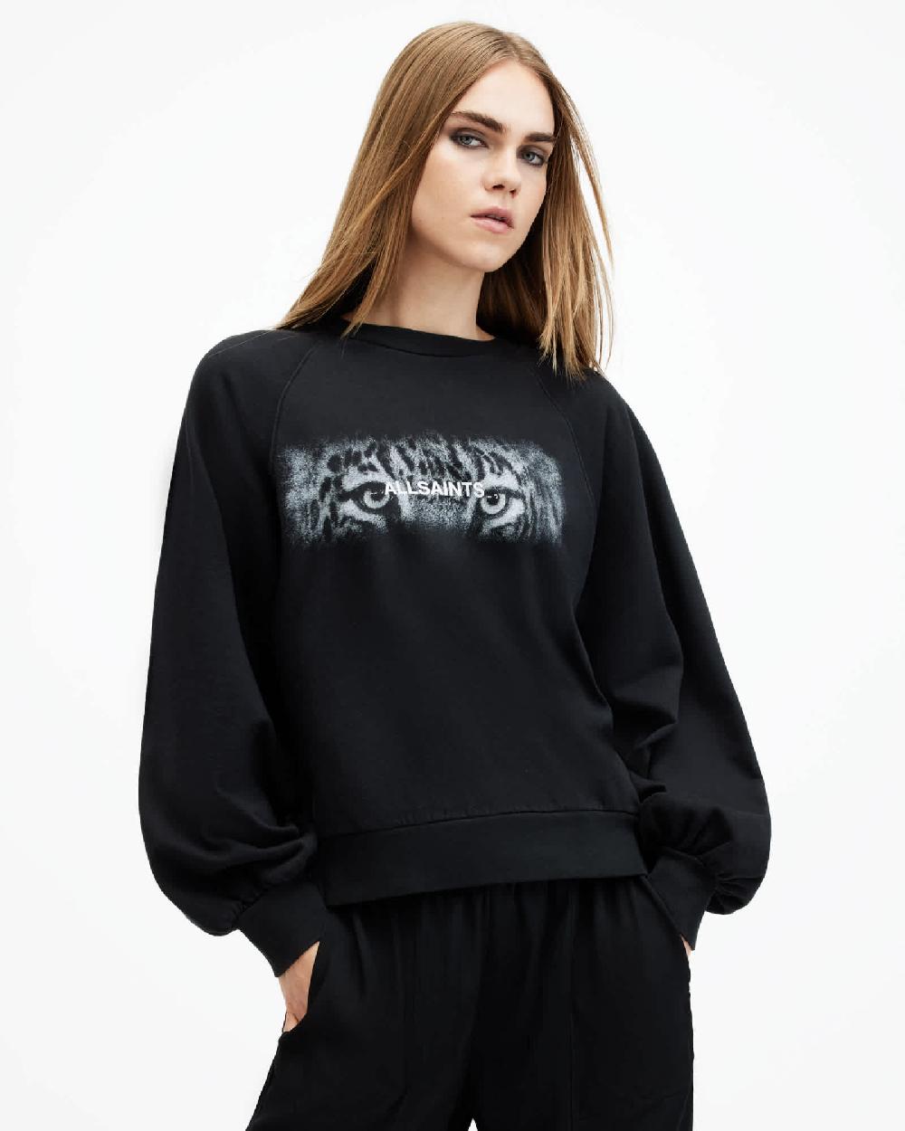All Saints Stare Cygni Relaxed Fit Sweatshirt Black
