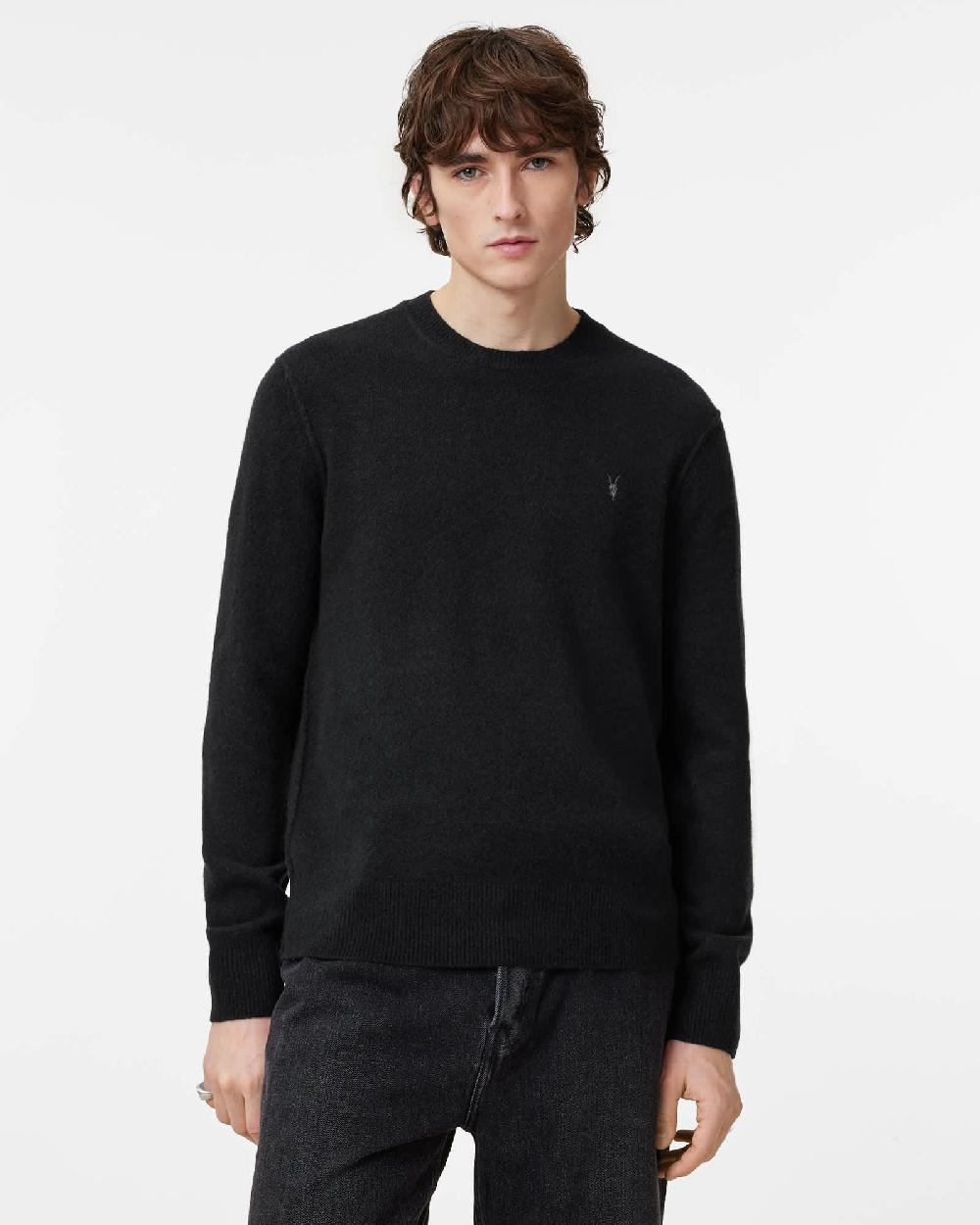 All Saints Statten Ramskull Crew Neck Sweater Black