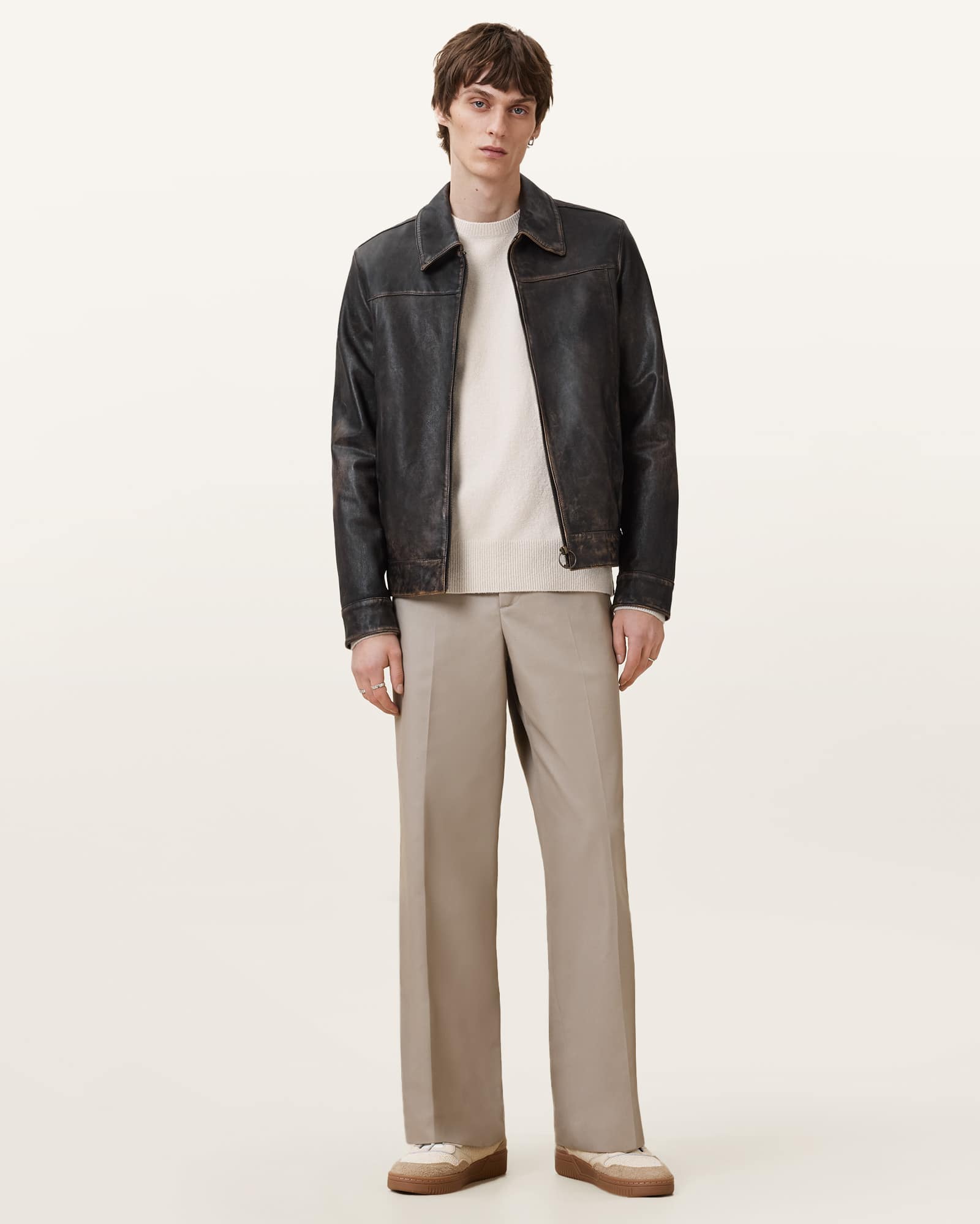 All Saints Statten Ramskull Crew Neck Sweater Cloudy White