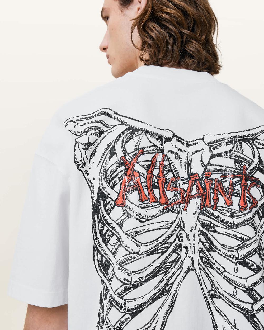 All Saints Sternum Oversized Crew Neck T-Shirt Ashen White