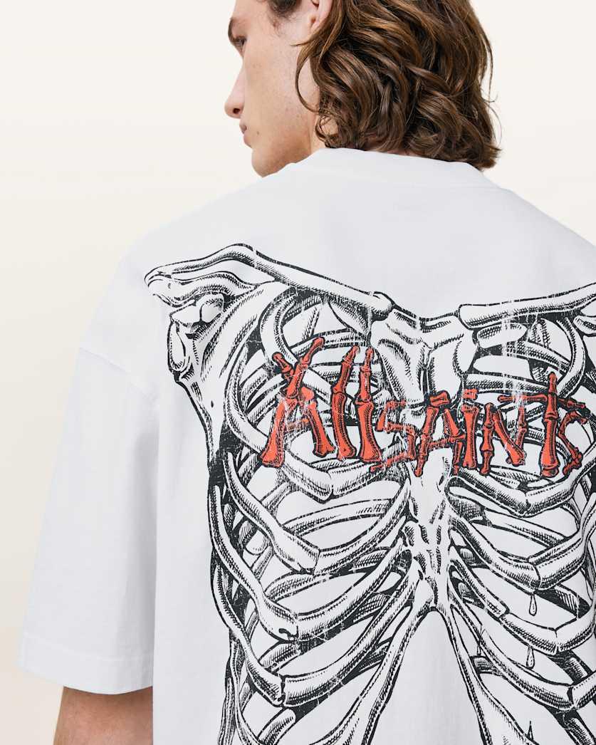 all saints Sternum Oversized Crew Neck T-Shirt Ashen White