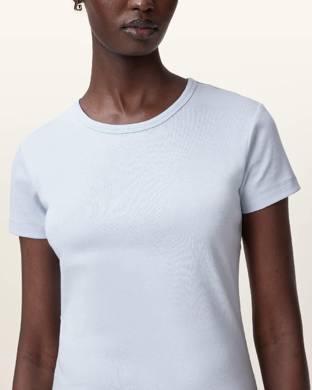 All Saints Stevie Slim Fit Short Sleeve T-Shirt Barely Blue