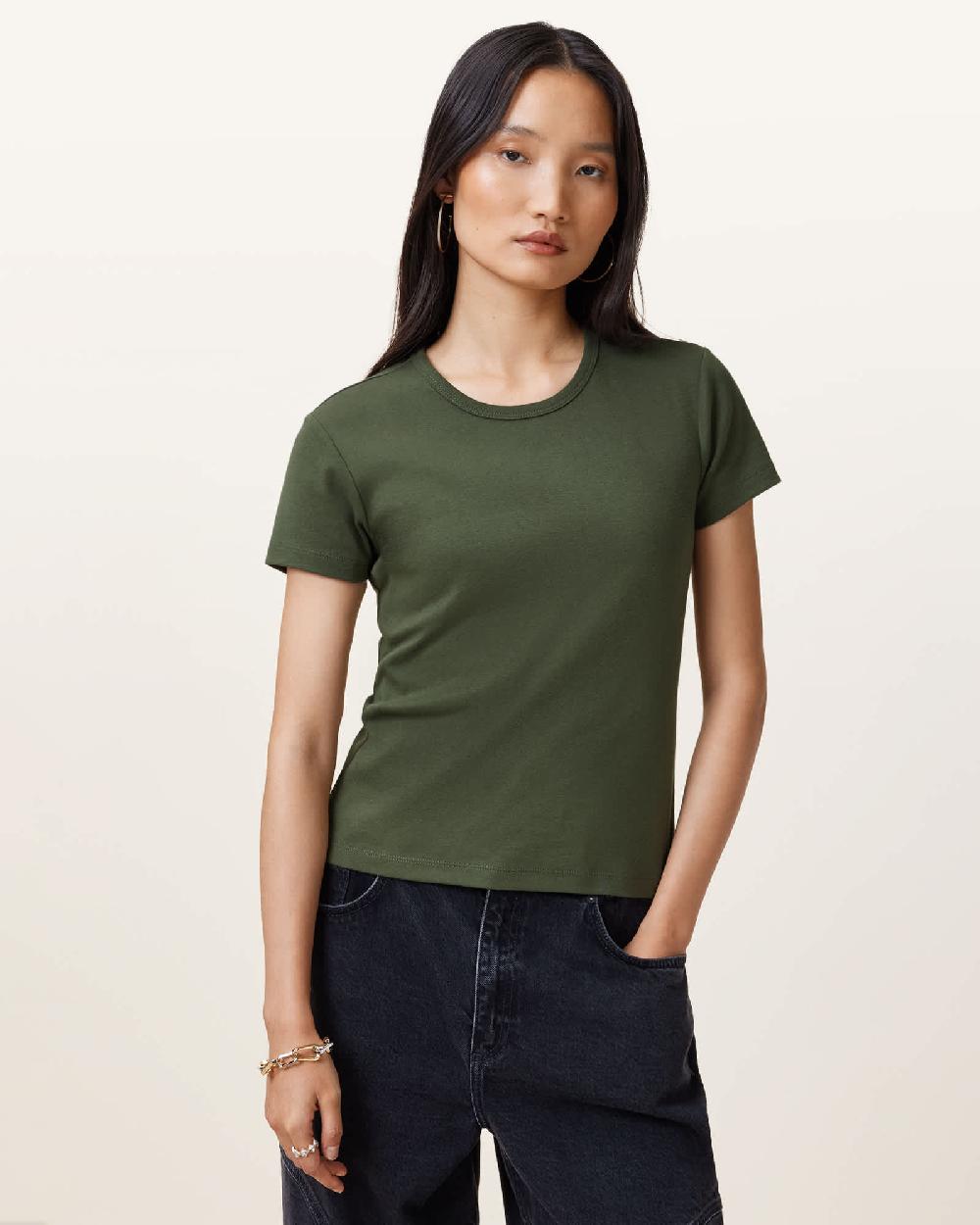 All Saints Stevie Slim Fit Short Sleeve T-Shirt Grape Leaf Green