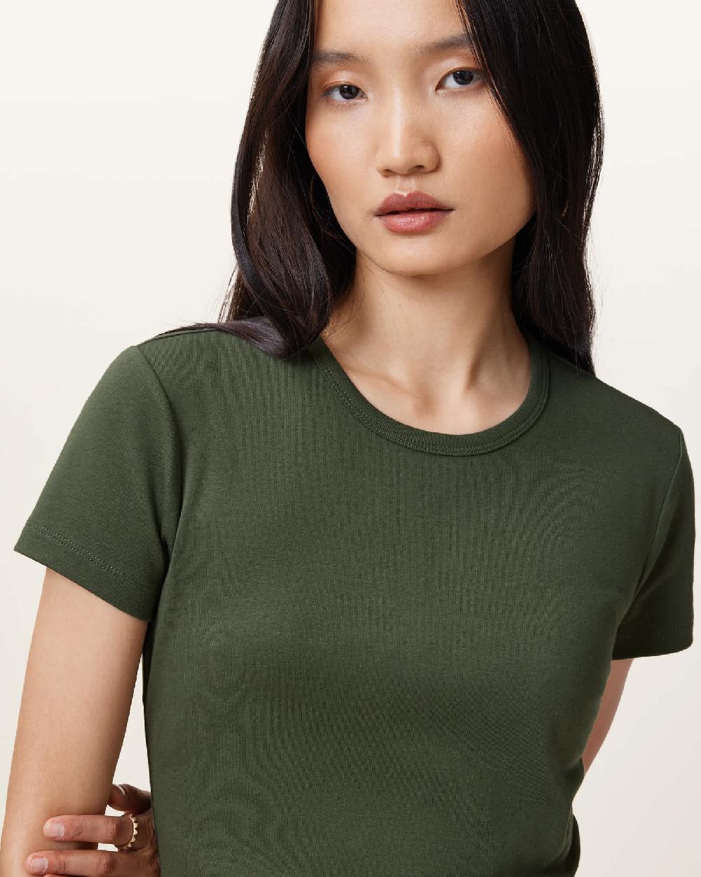 All Saints Stevie Slim Fit Short Sleeve T-Shirt Grape Leaf Green