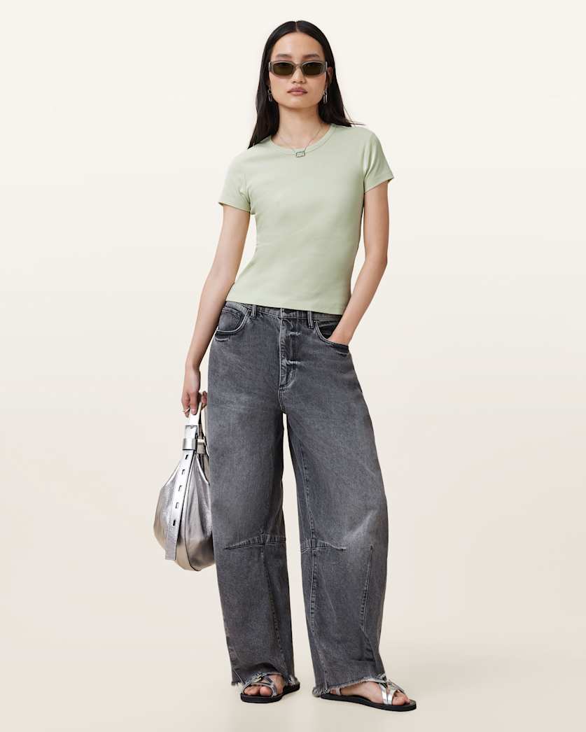 all saints Stevie Slim Fit Short Sleeve T-Shirt JADE GREEN