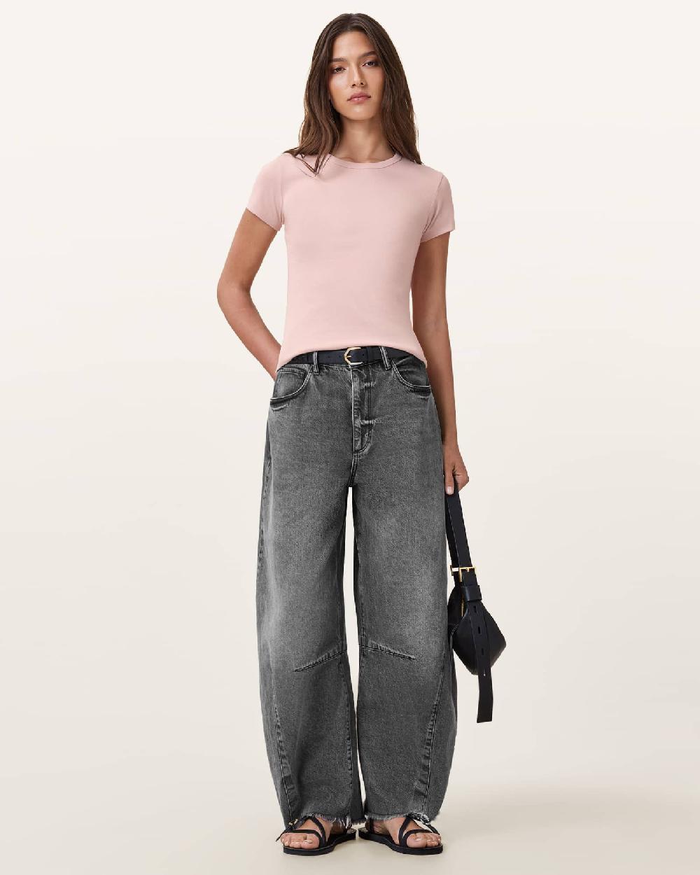 All Saints Stevie Slim Fit Short Sleeve T-Shirt Mauve Chalk Pink