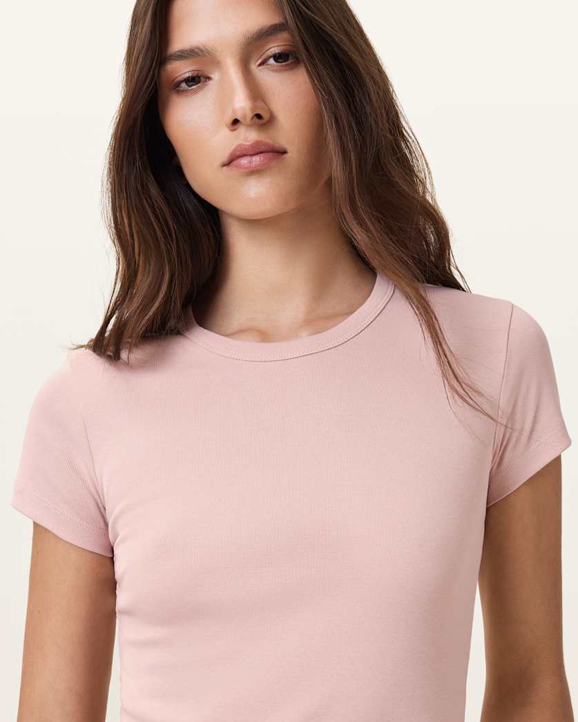all saints Stevie Slim Fit Short Sleeve T-Shirt Mauve Chalk Pink
