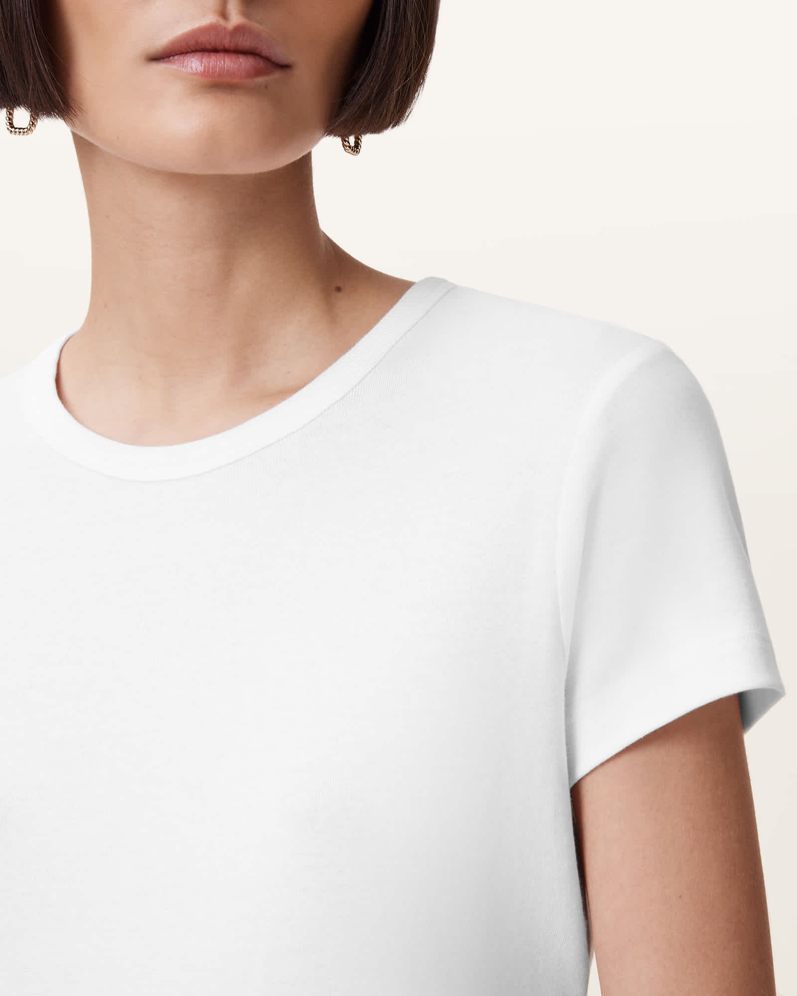 All Saints Stevie Slim Fit Short Sleeve T-Shirt Optic White