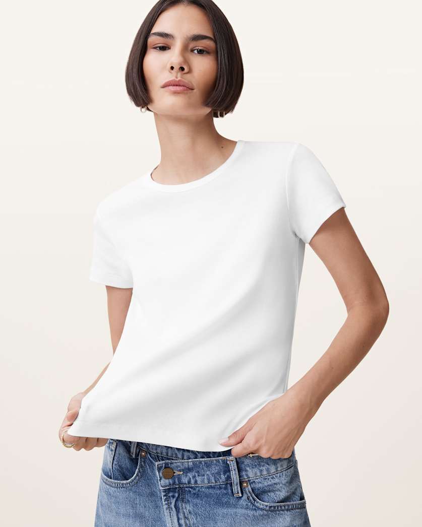 all saints Stevie Slim Fit Short Sleeve T-Shirt Optic White