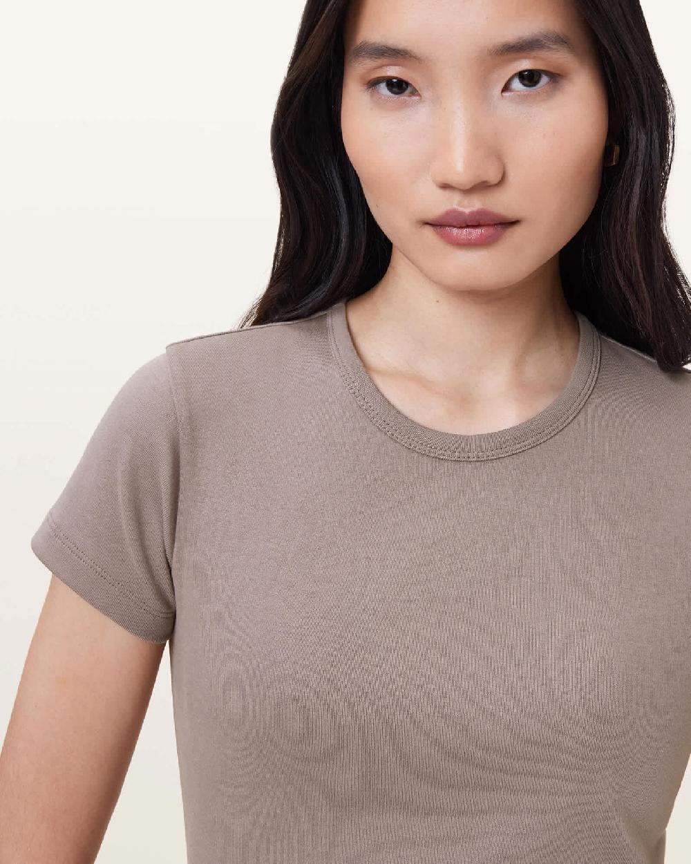 All Saints Stevie Slim Fit Short Sleeve T-Shirt Pine Bark Brown