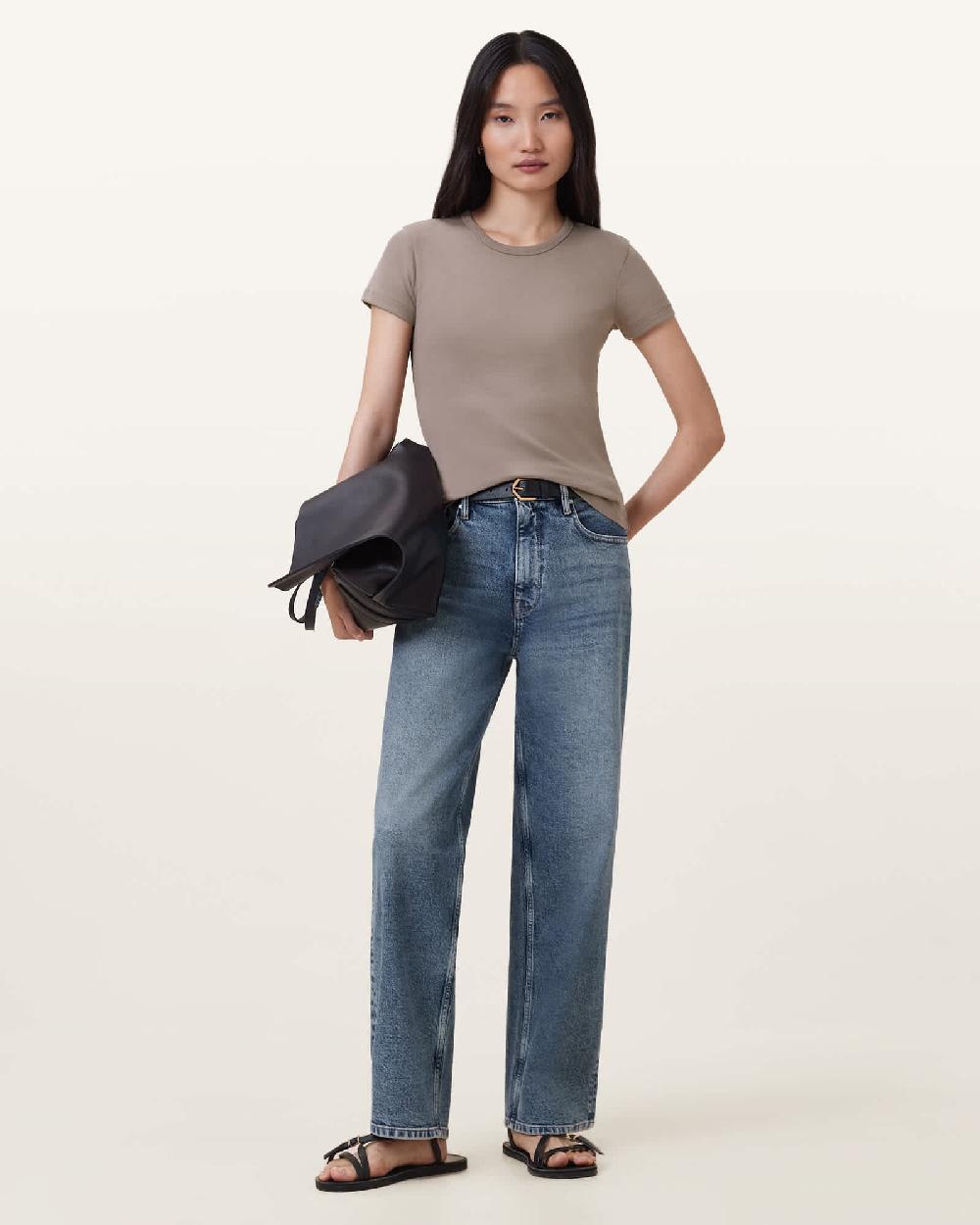 All Saints Stevie Slim Fit Short Sleeve T-Shirt Pine Bark Brown