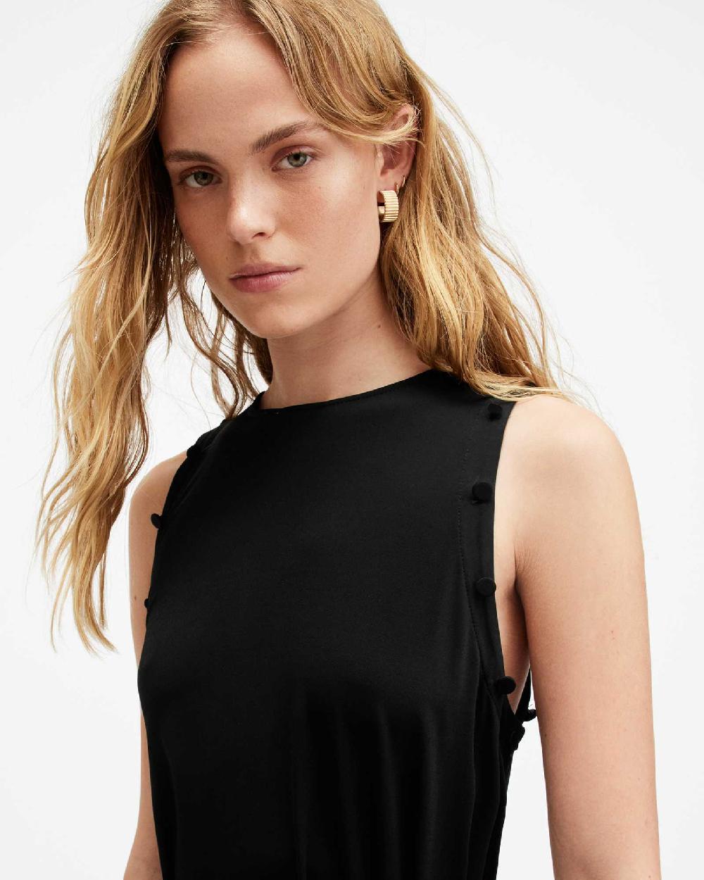 All Saints Susannah Removable Sleeve Maxi Dress Black