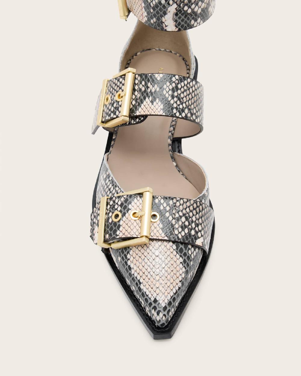 All Saints Sutton Leather Pointed Toe Shoes Flow Ecru White