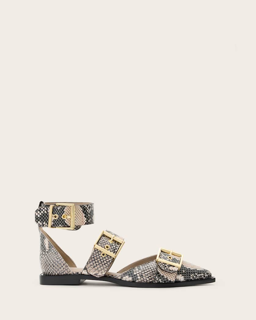 all saints Sutton Leather Pointed Toe Shoes Flow Ecru White