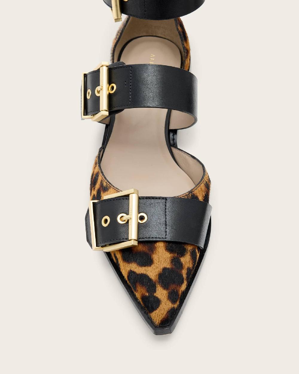 All Saints Sutton Leopard Print Pointed Toe Shoes LEPPO BROWN/BLACK