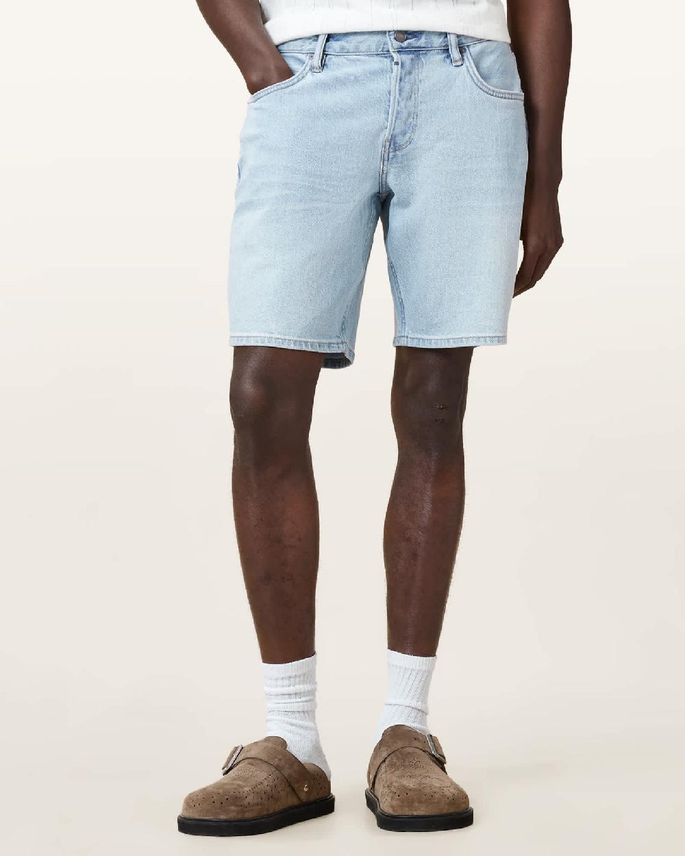 All Saints Switch Skinny Fit Denim Shorts Light Indigo Blue