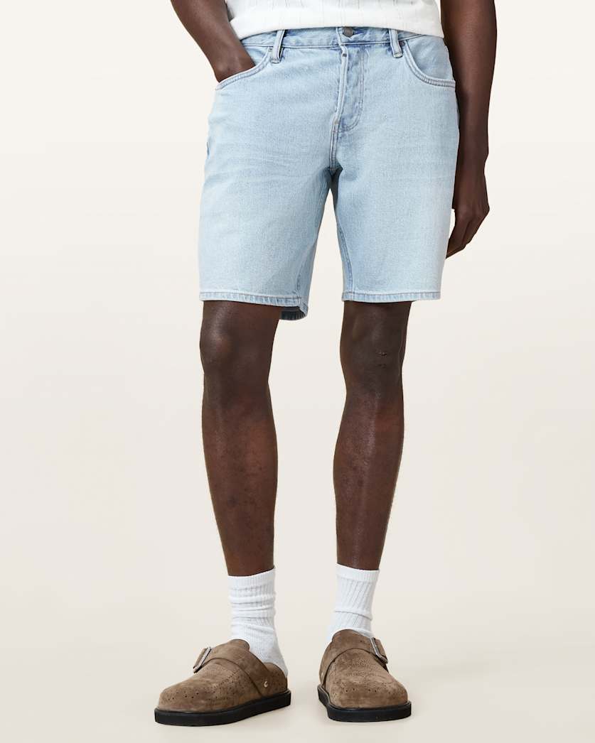 all saints Switch Skinny Fit Denim Shorts Light Indigo Blue