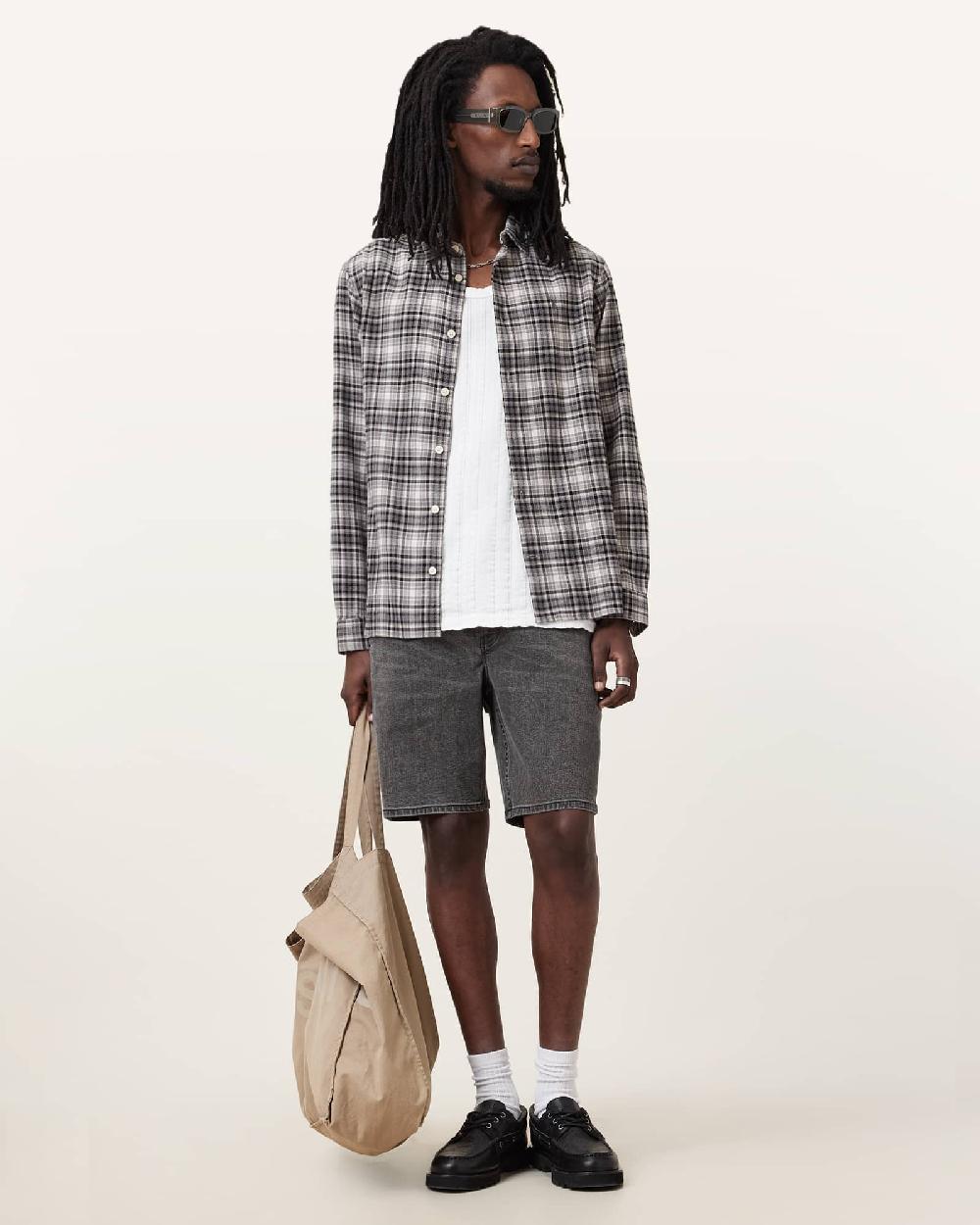 All Saints Switch Skinny Fit Denim Shorts Washed Black