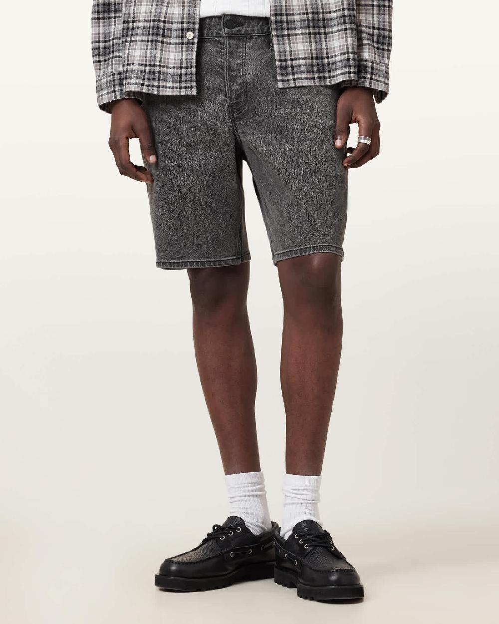 All Saints Switch Skinny Fit Denim Shorts Washed Black