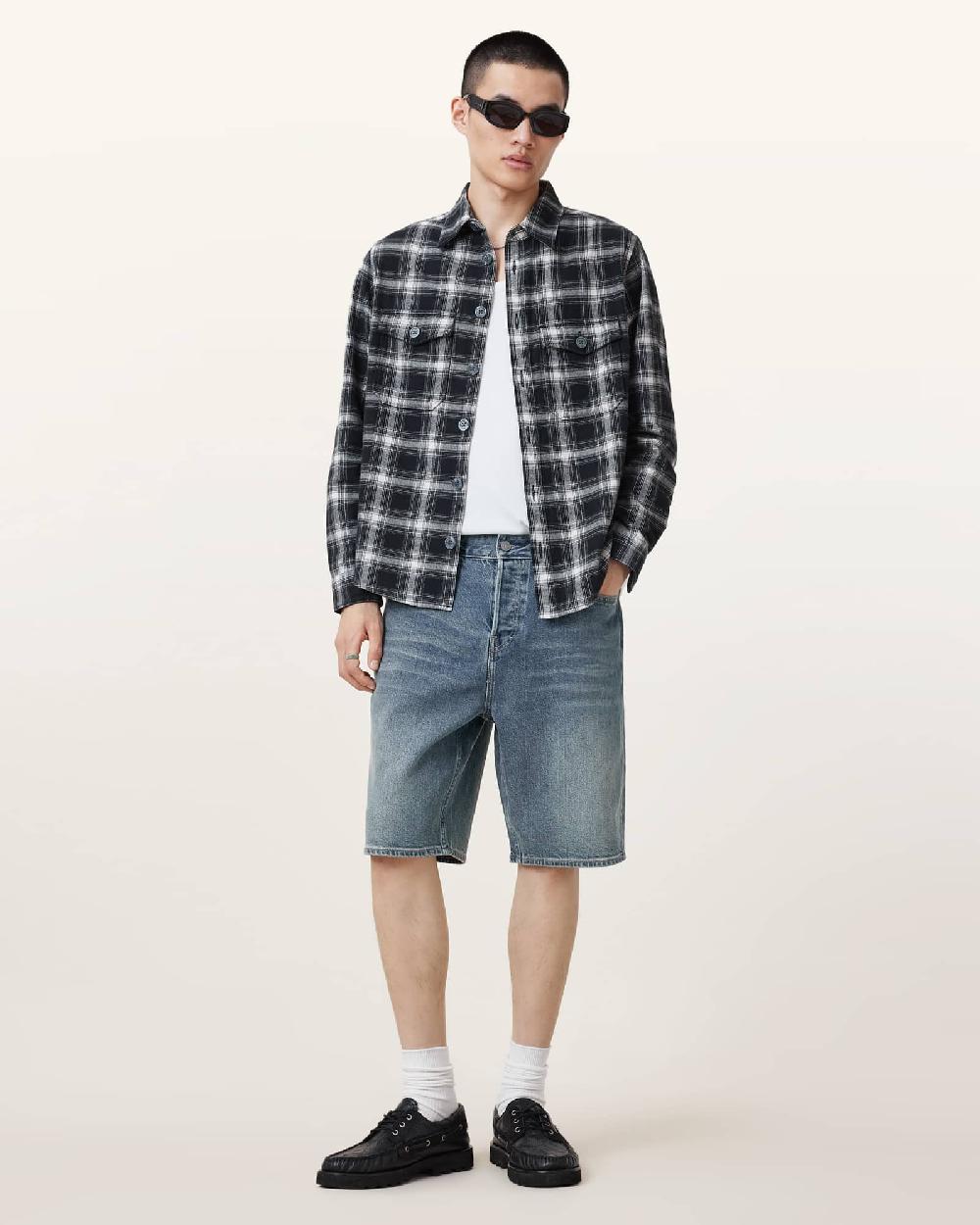 All Saints Switch Skinny Fit Denim Shorts WORN INDIGO BLUE