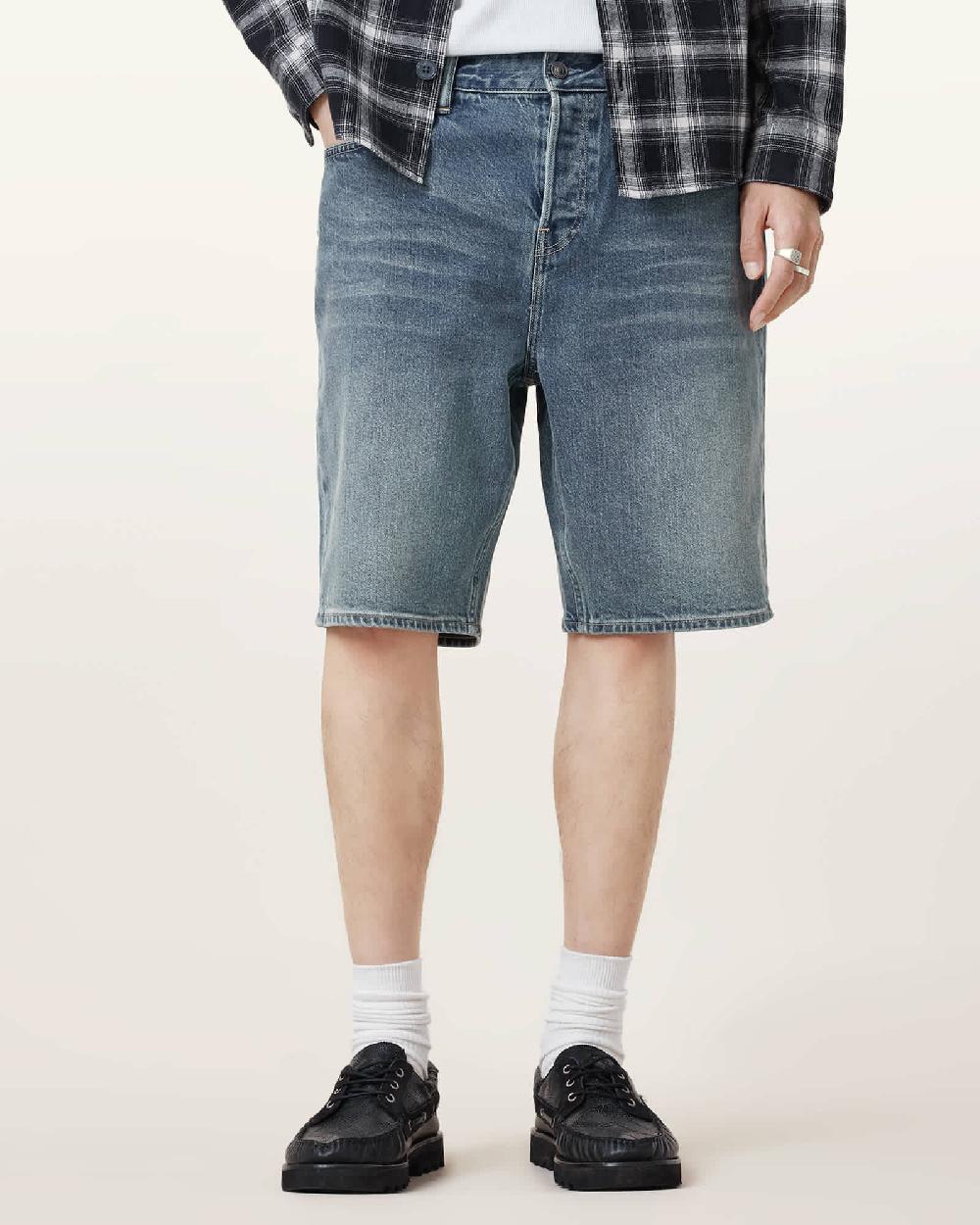 All Saints Switch Skinny Fit Denim Shorts WORN INDIGO BLUE