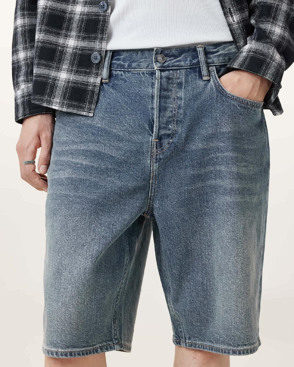 All Saints Switch Skinny Fit Denim Shorts WORN INDIGO BLUE