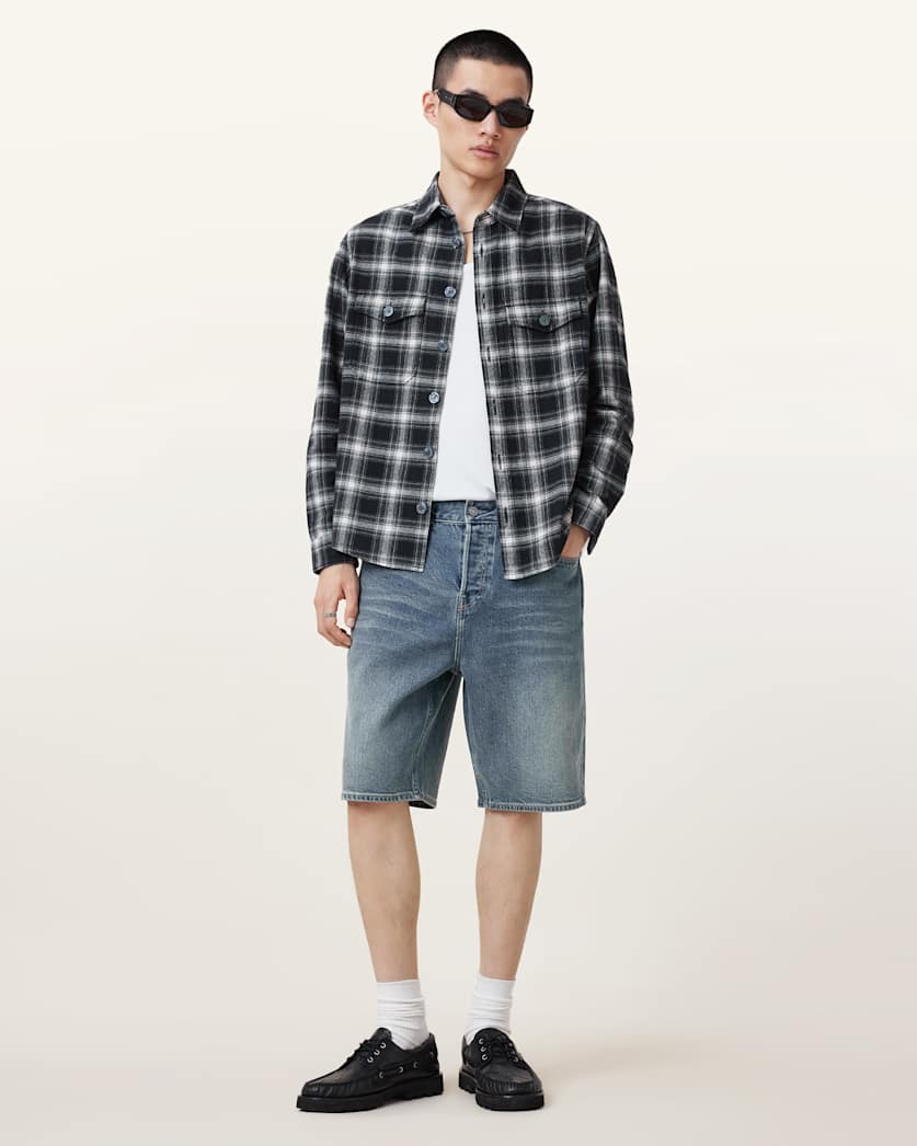 all saints Switch Skinny Fit Denim Shorts WORN INDIGO BLUE