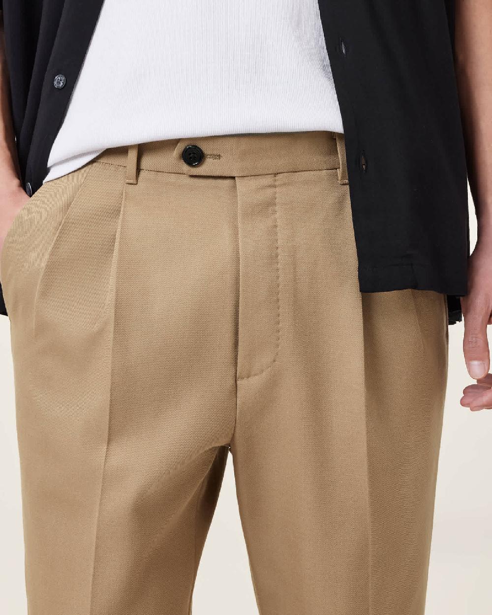 All Saints Tallis Slim Fit Cropped Pants Corn Brown