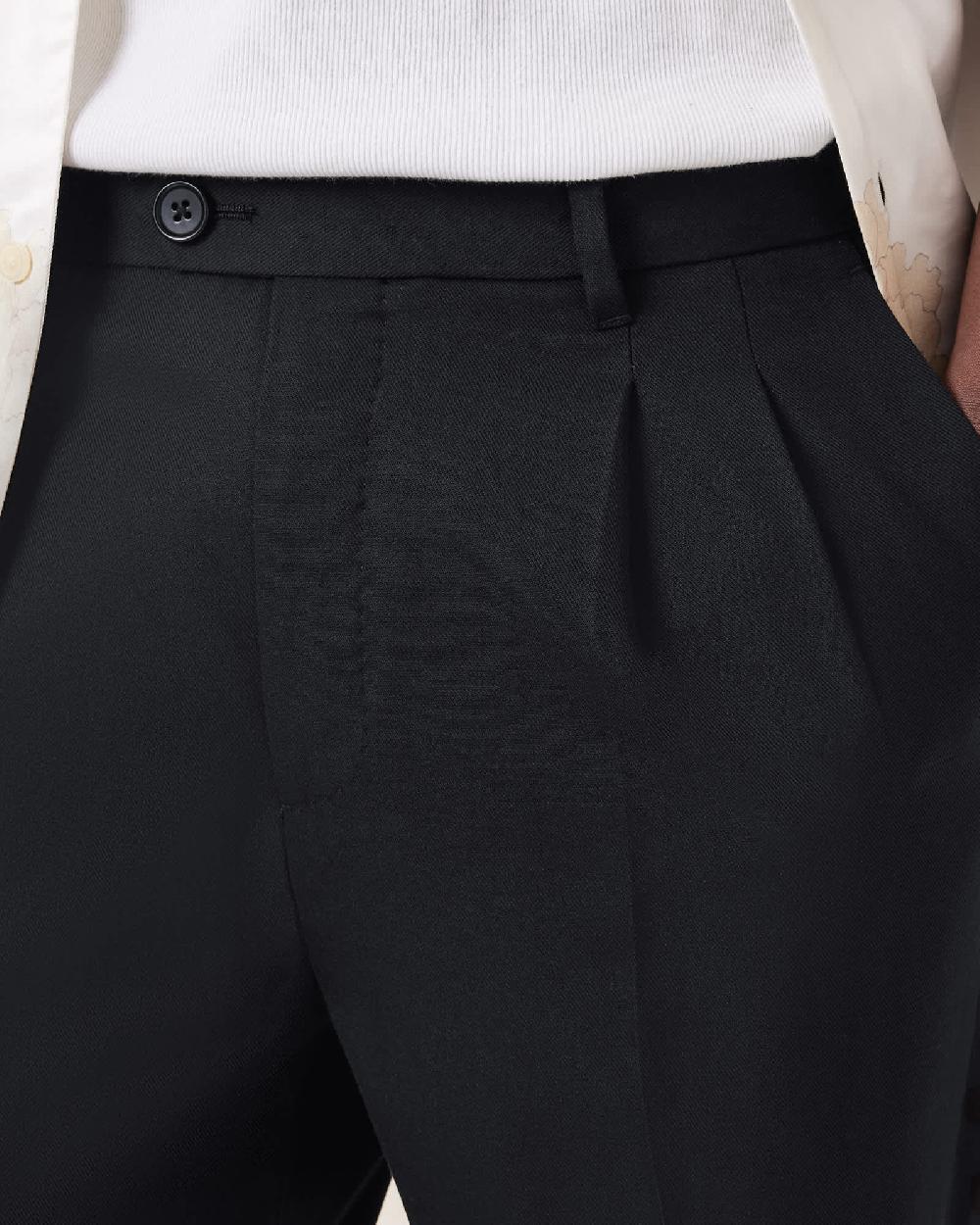 All Saints Tallis Slim Fit Cropped Tapered Pants Black