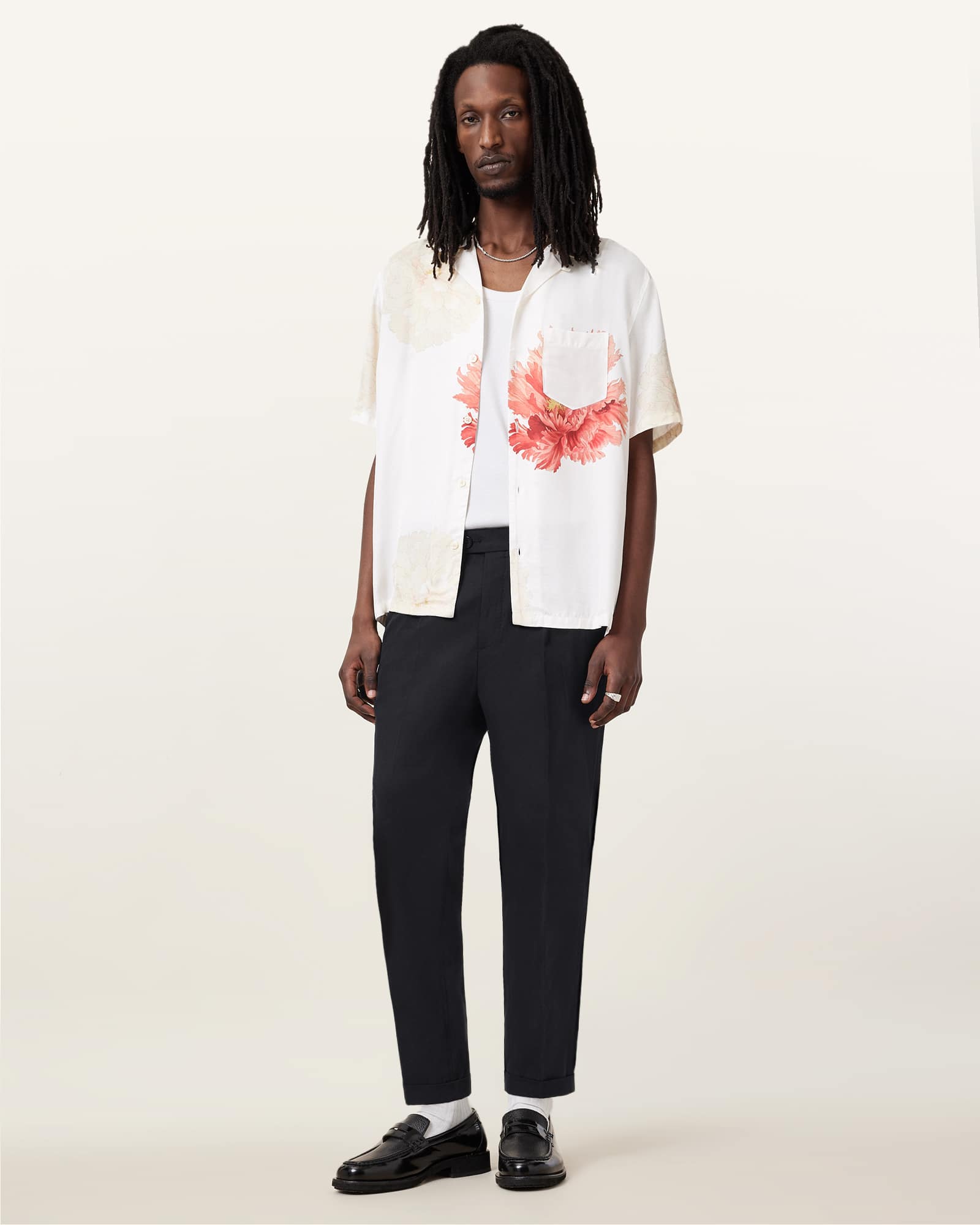 All Saints Tallis Slim Fit Cropped Tapered Pants Black