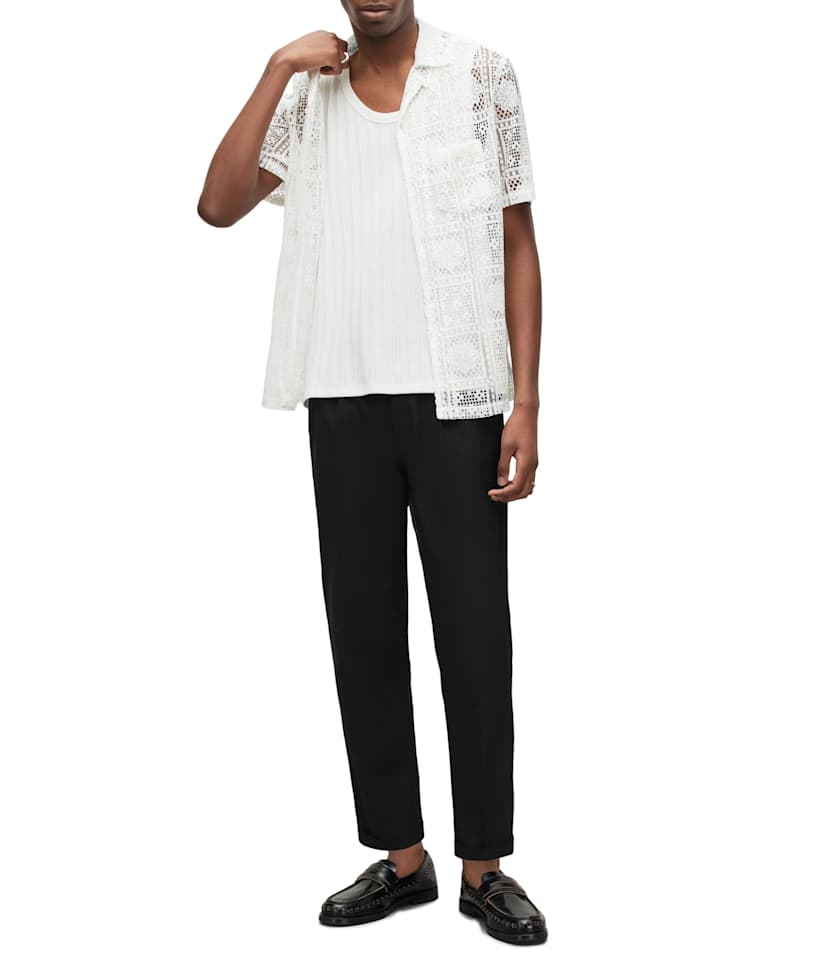 all saints Tallis Slim Fit Cropped Tapered Pants Black